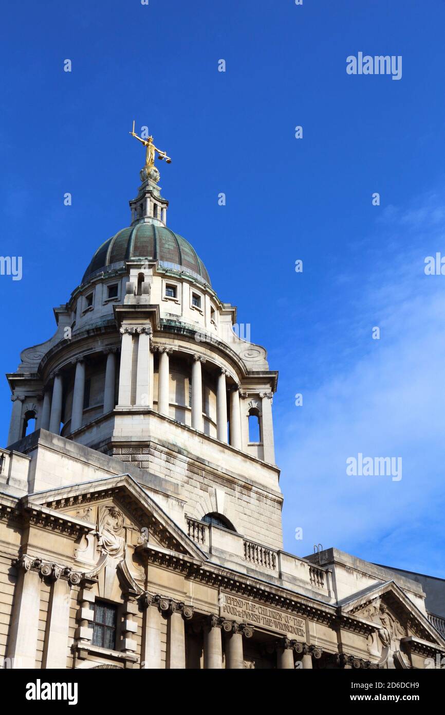 London, UK - Central Criminal Court also known as Old Bailey. British landmarks. Stock Photo