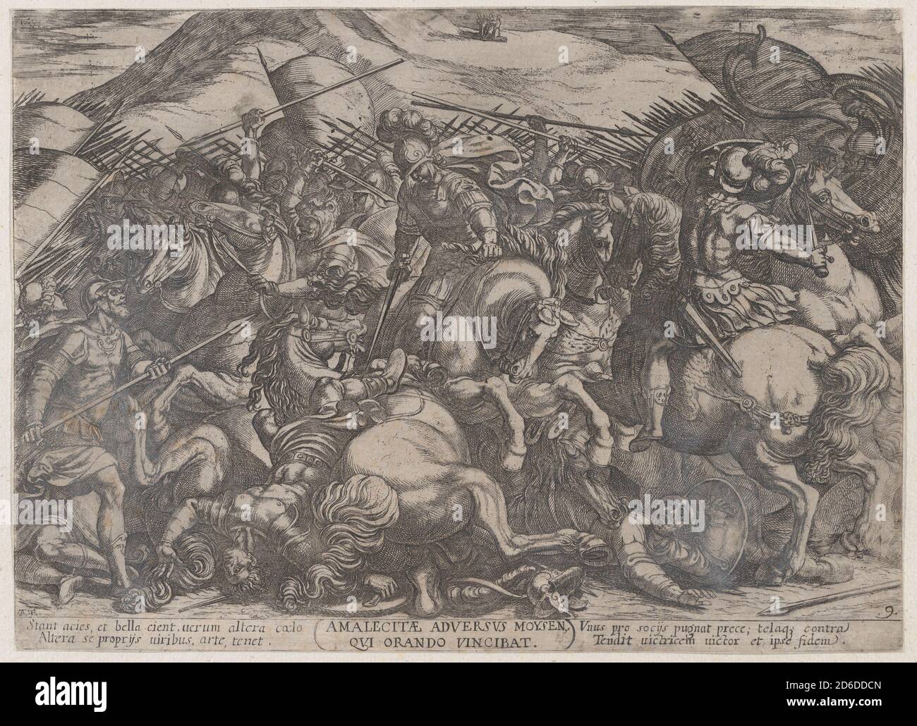Plate 9: The Israelites Battling the Amalekites, from 'The Battles of the Old Testament', ca. 1590-ca. 1610. Stock Photo