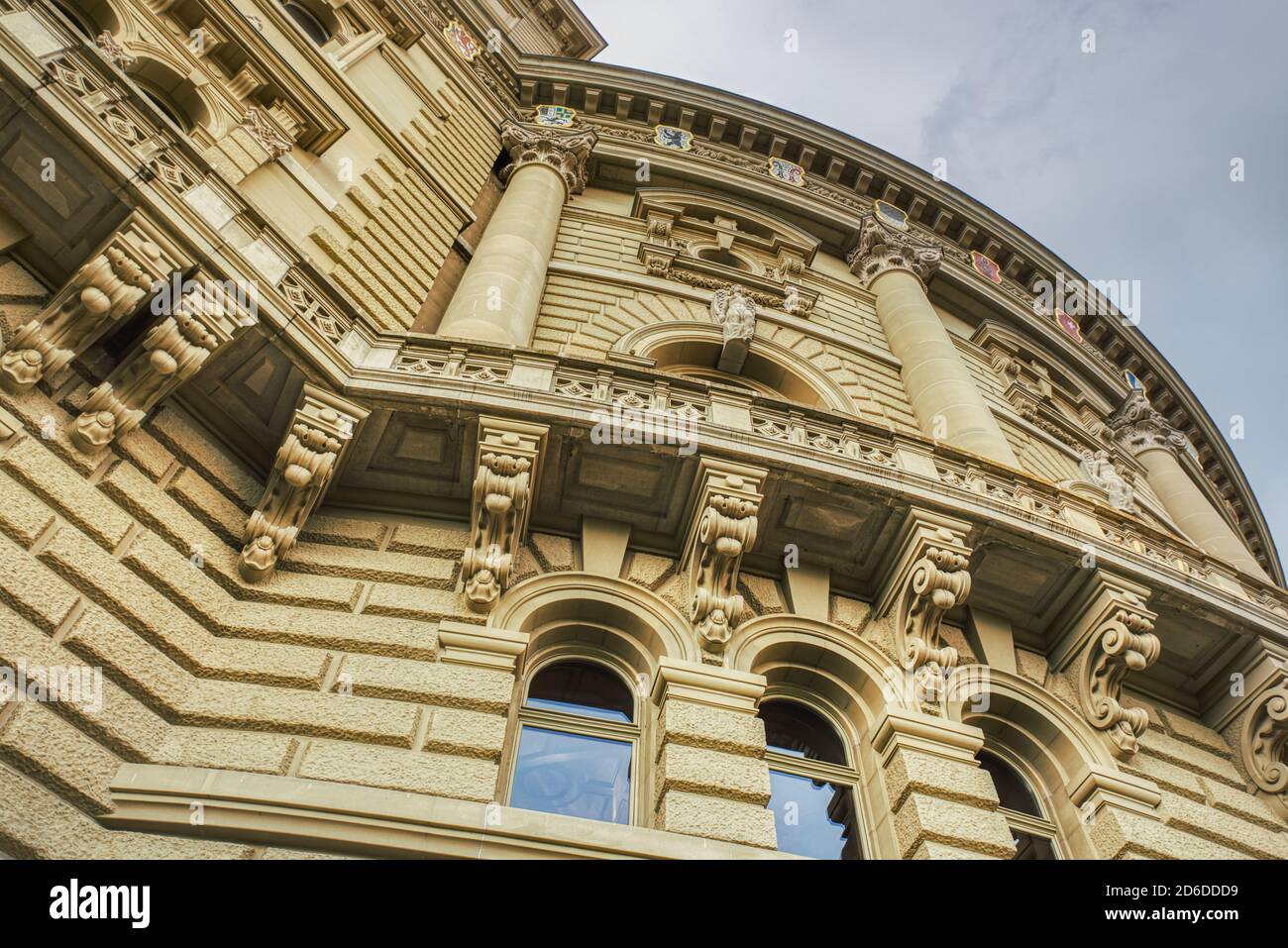 Bundeshaus (The Parliament building) houses the Swiss Federal Assembly and the Federal Council. Its facade conveys federalism and political concepts Stock Photo