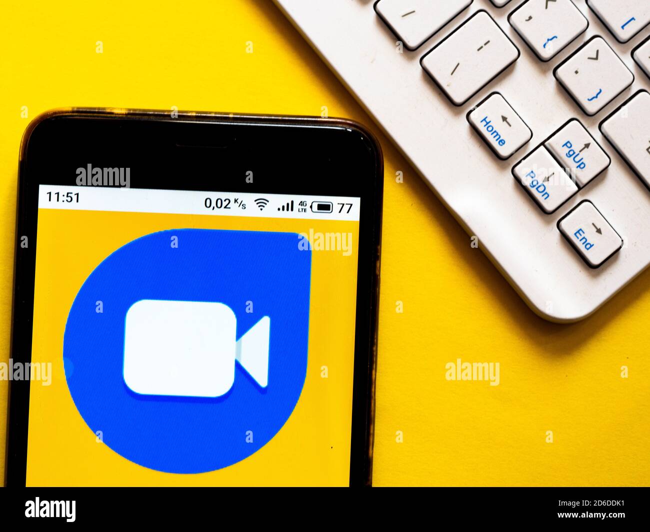 In this photo illustration a Google Duo video chat App logo seen ...