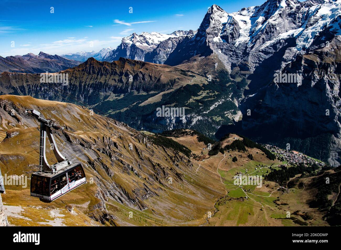 Cable car to top of Schilthorn Peak, Switzerland Stock Photo