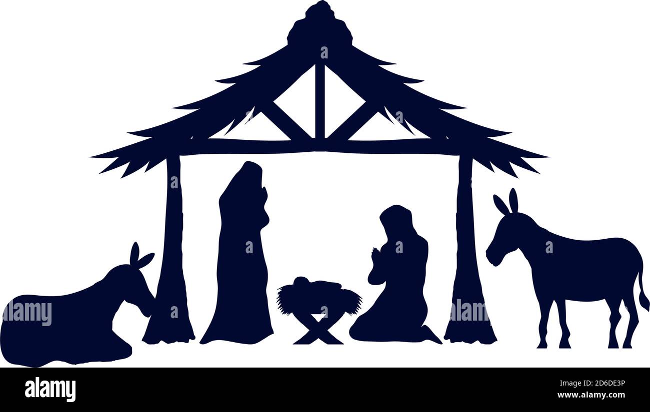 Mary And Joseph On A Donkey Silhouette