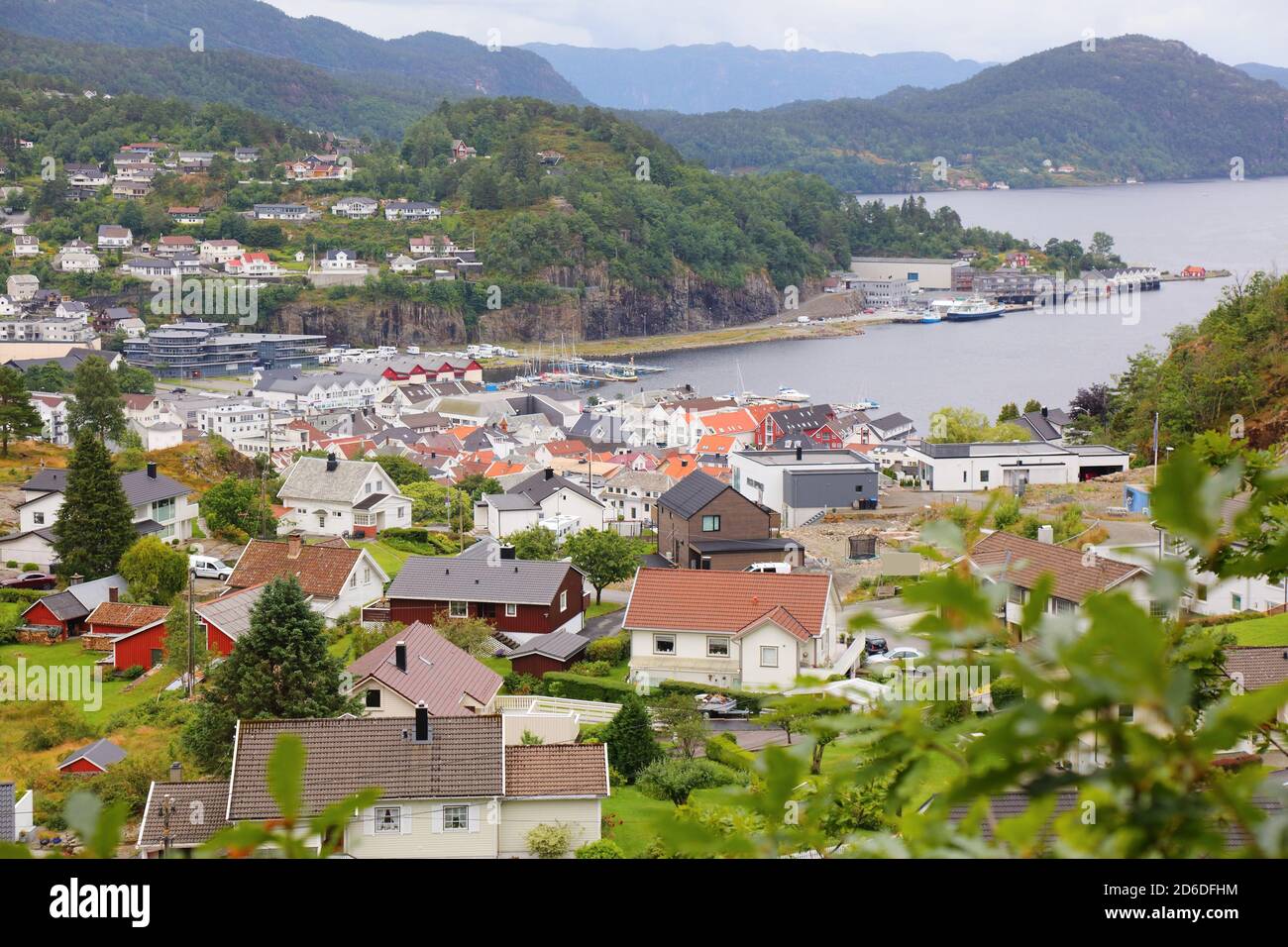 Flekkefjord harbor town in Vest-Agder county of Norway. Stock Photo