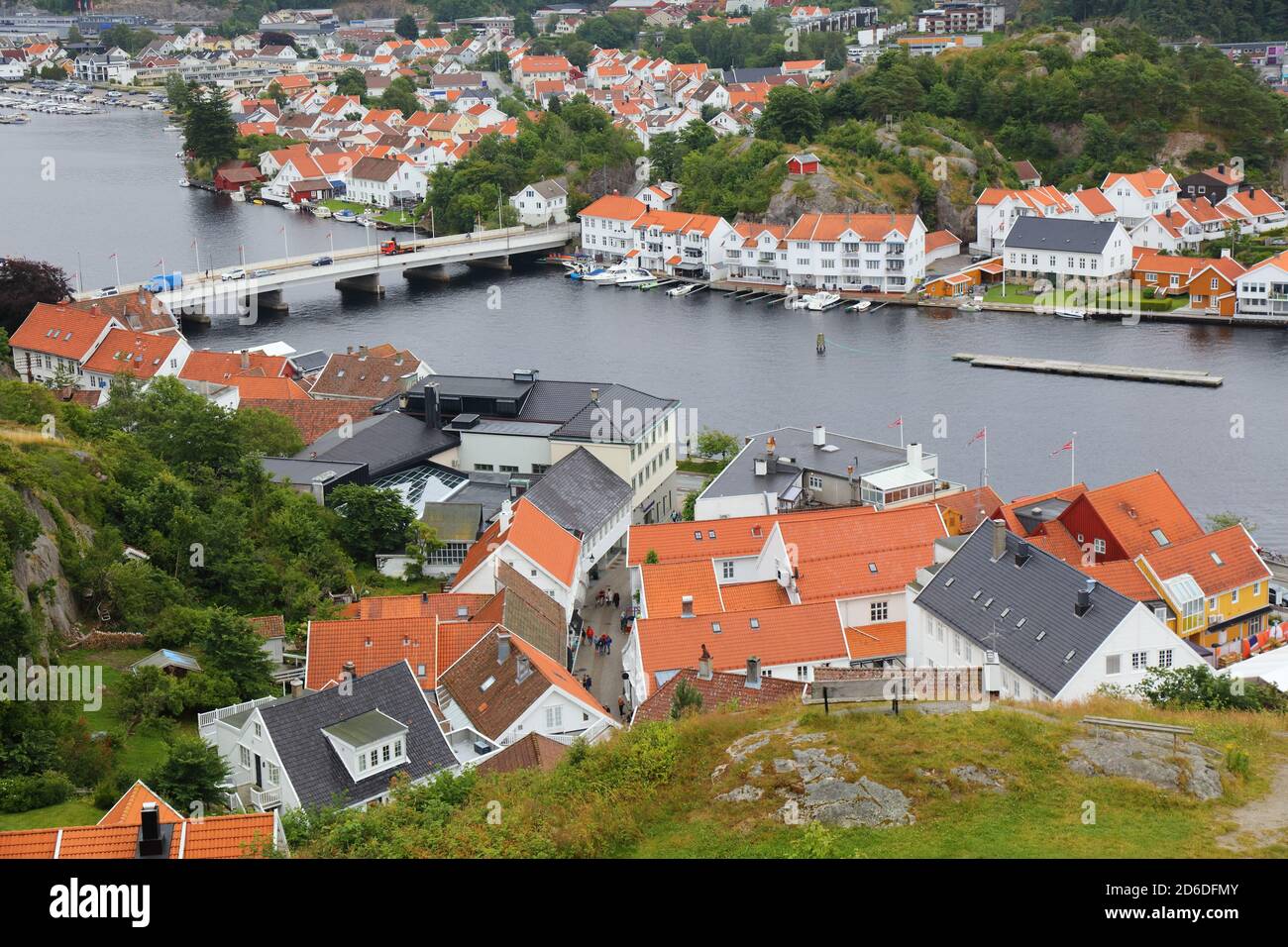Mandal fishing harbor town in Vest-Agder county in Norway. Stock Photo