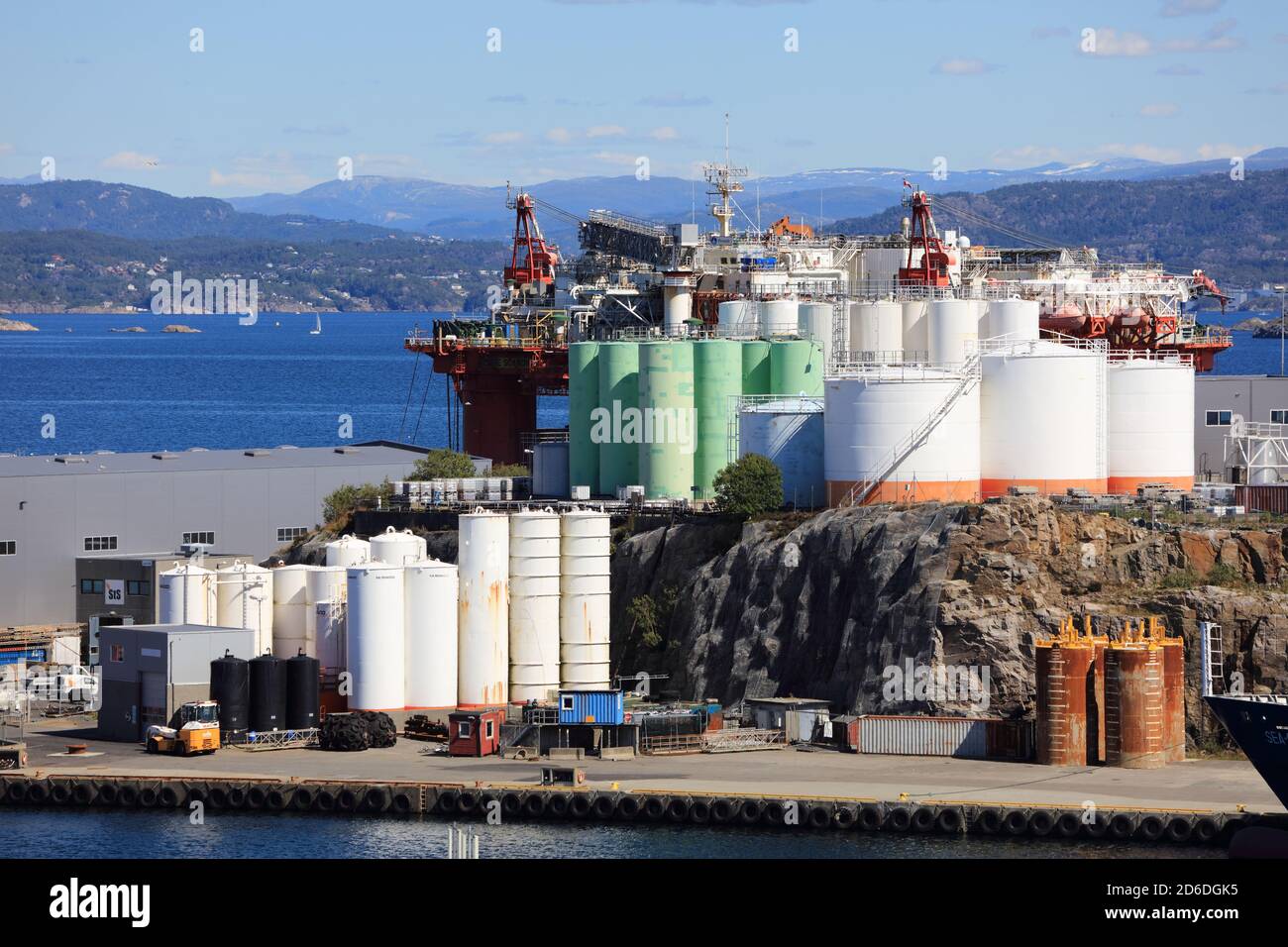 AGOTNES, NORWAY - JULY 24, 2020: Coast Center Base facility in Norway. CCB is one of most important North Sea oil industry service, maintenance and pr Stock Photo