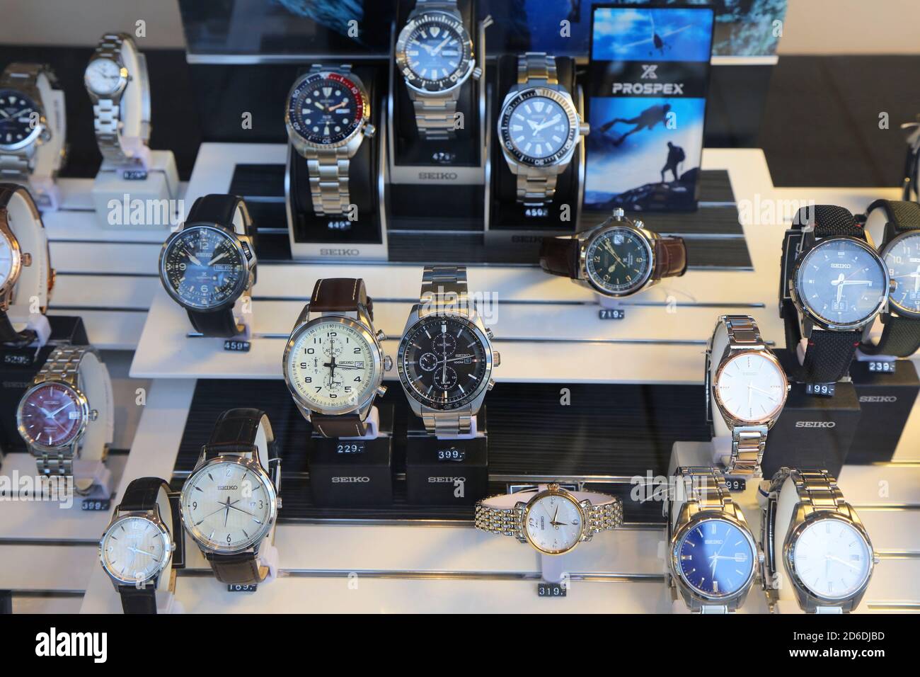 HERNE, GERMANY - SEPTEMBER 17, 2020: Seiko brand wrist watches on display  in a store in Herne, Germany. Seiko is a Japanese company known for  timepiec Stock Photo - Alamy