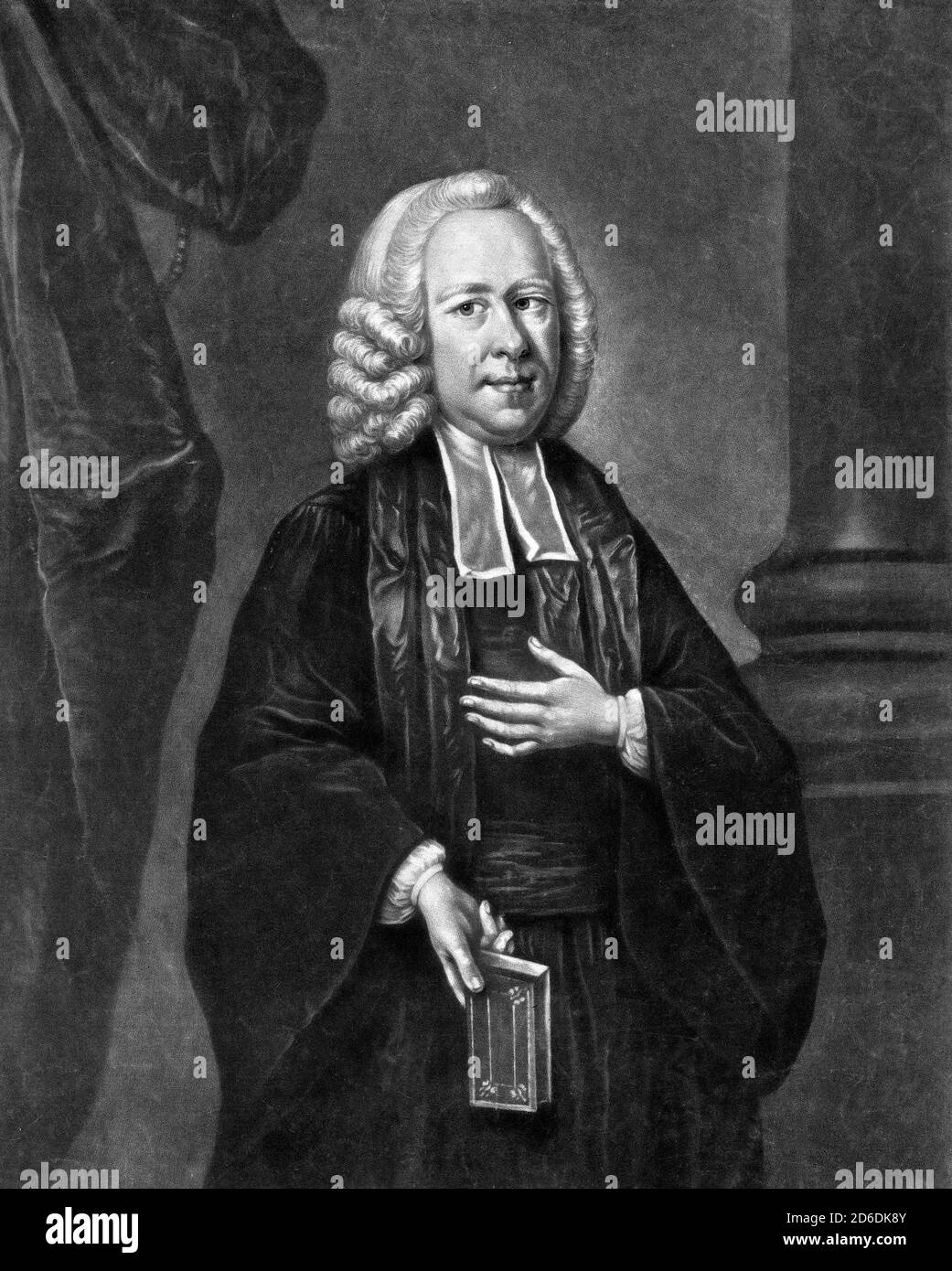George Whitefield. Portrait of the English Anglican cleric, Reverend George Whitefield (1714-1770), mezzotint by James Moore, 1751. Whitefield was one of the founders of Methodism and the evangelical movement. Stock Photo