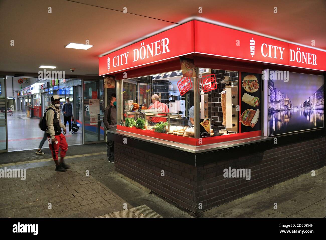DUISBURG, GERMANY SEPTEMBER 18, 2020 People visit doner kebab fast