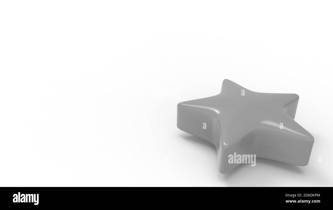 3d grey star on color background. Render and illustration of golden