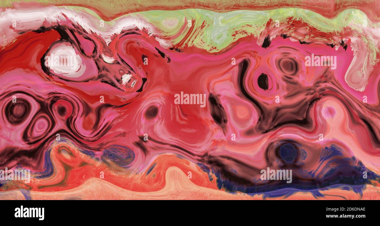 Abstract Colorful Paint Ink Liquid. Liquid multiple mixed color abstract wall paint |waving liquids paint concept over 4k resolution. Stock Photo