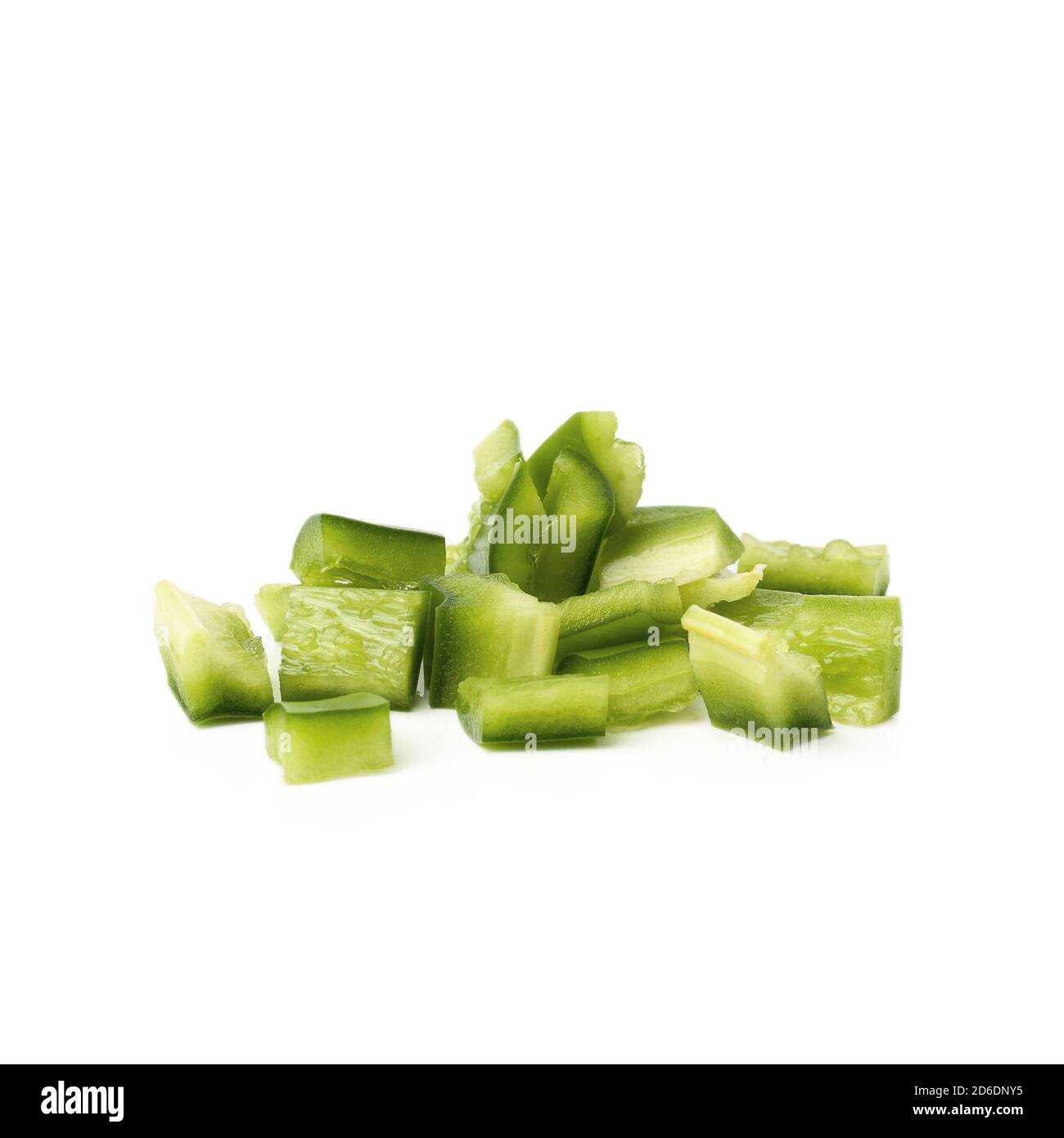 Sliced green bell pepper isolated on a white background Stock Photo - Alamy