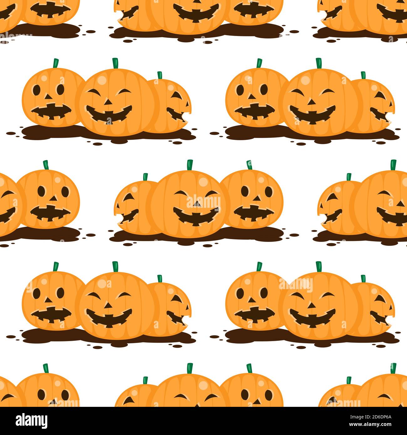 seamless Halloween pumpkin pattern on white background. Vector image Stock Vector
