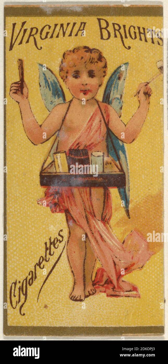 From the Girls and Children series (N64) promoting Virginia Brights Cigarettes for Allen &amp; Ginter brand tobacco products, 1886. Stock Photo