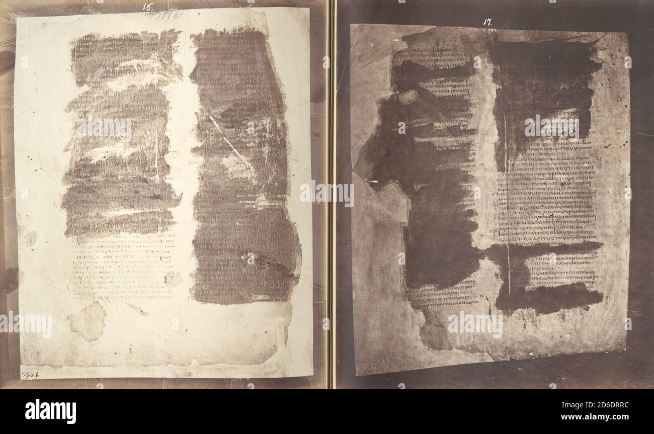 Photographic Facsimiles of the Remains of the Epistles of Clement of Rome. Made from the Unique Copy Preserved in the Codex Alexandrinus., 1856. Stock Photo
