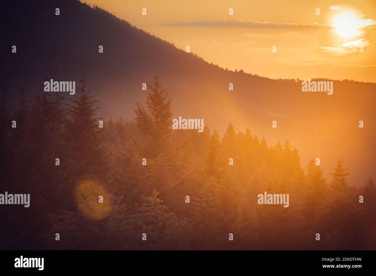 Sunset over the northern Black Forest in summer Stock Photo - Alamy