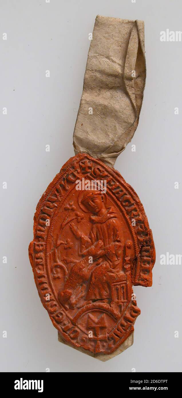 Seal Impression, Saint Giles, British, late 13th century. Stock Photo