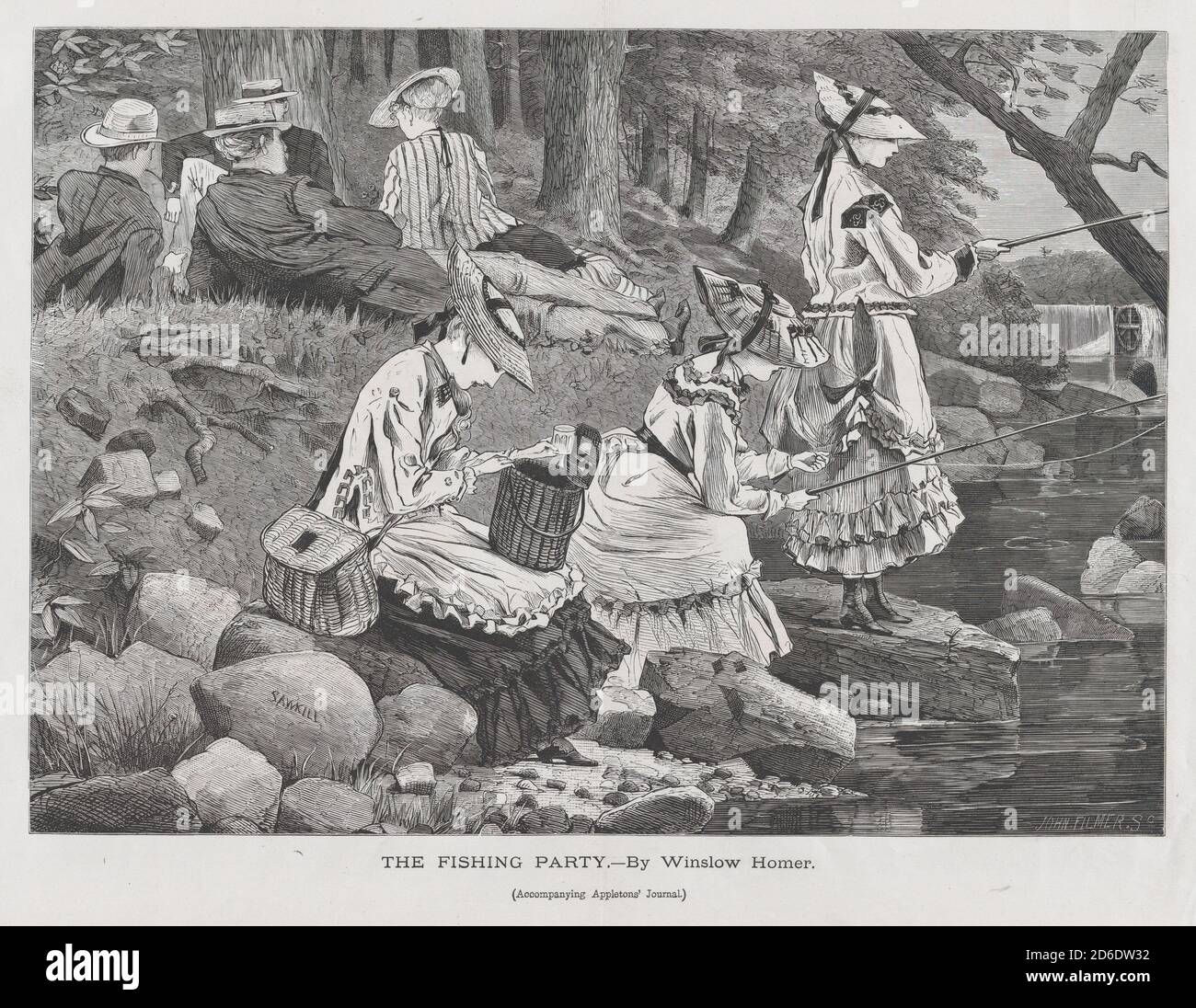 The Fishing Party (Appleton's Journal, Vol. II), October 2, 1869. Stock Photo