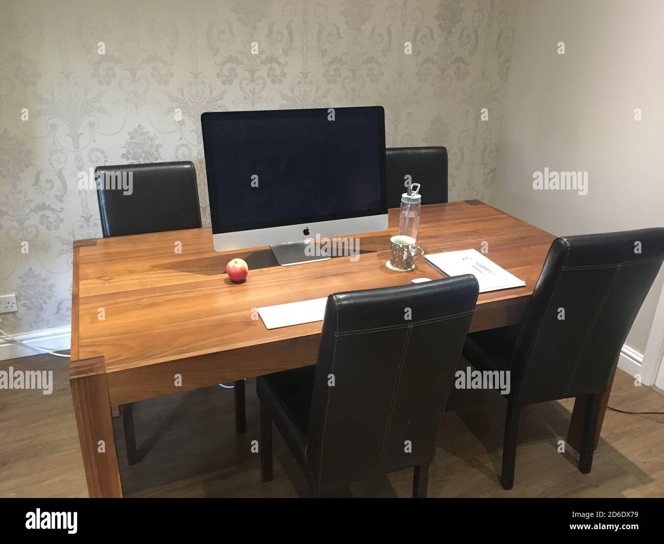WFH Work From Home Working From Home Dining Table Dining Room Stock Photo