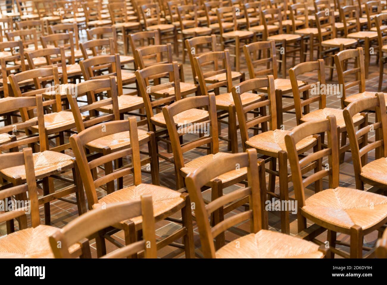 empty chairs in a church Stock Photo Alamy