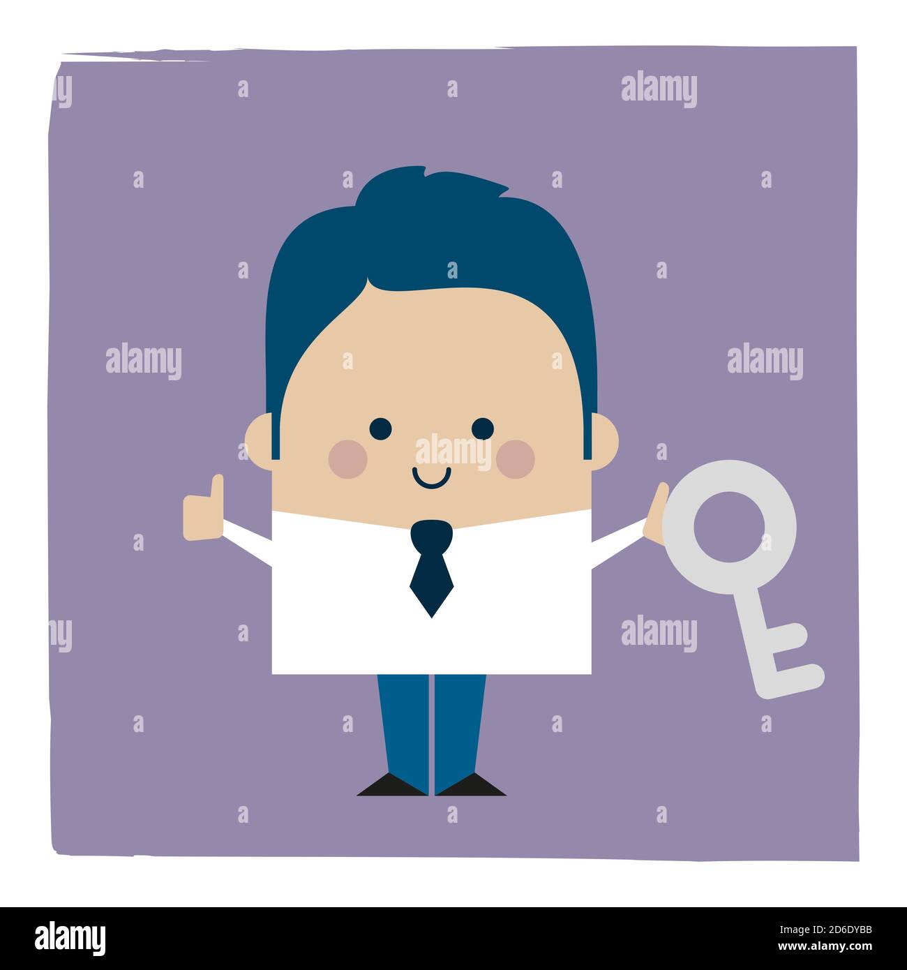 Illustration of a businessman holding a key Stock Photo - Alamy