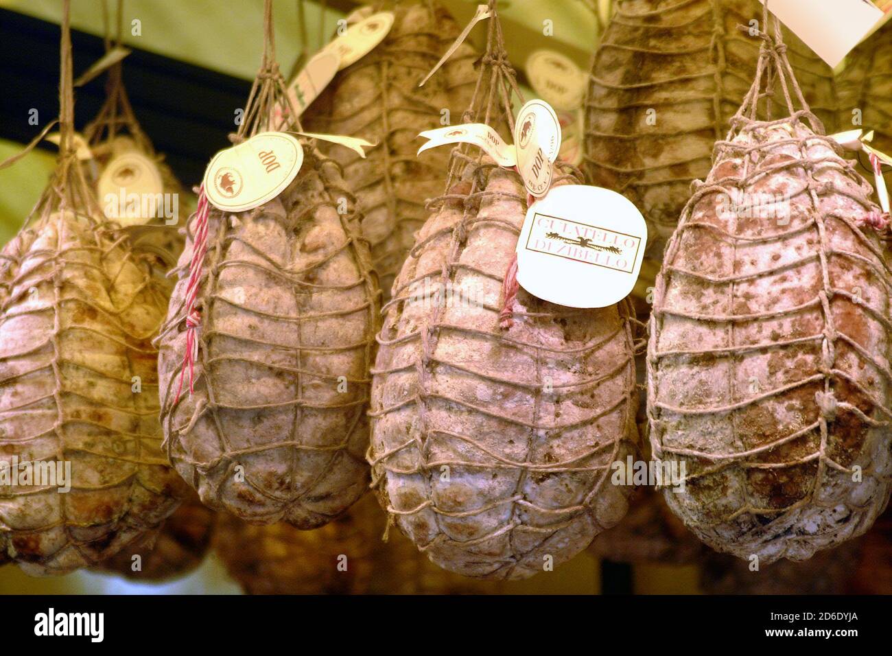 Turin, Piedmont, Italy. -10-22-2010- The food fair Salone del Gusto. Traditional ham Culatello. Stock Photo