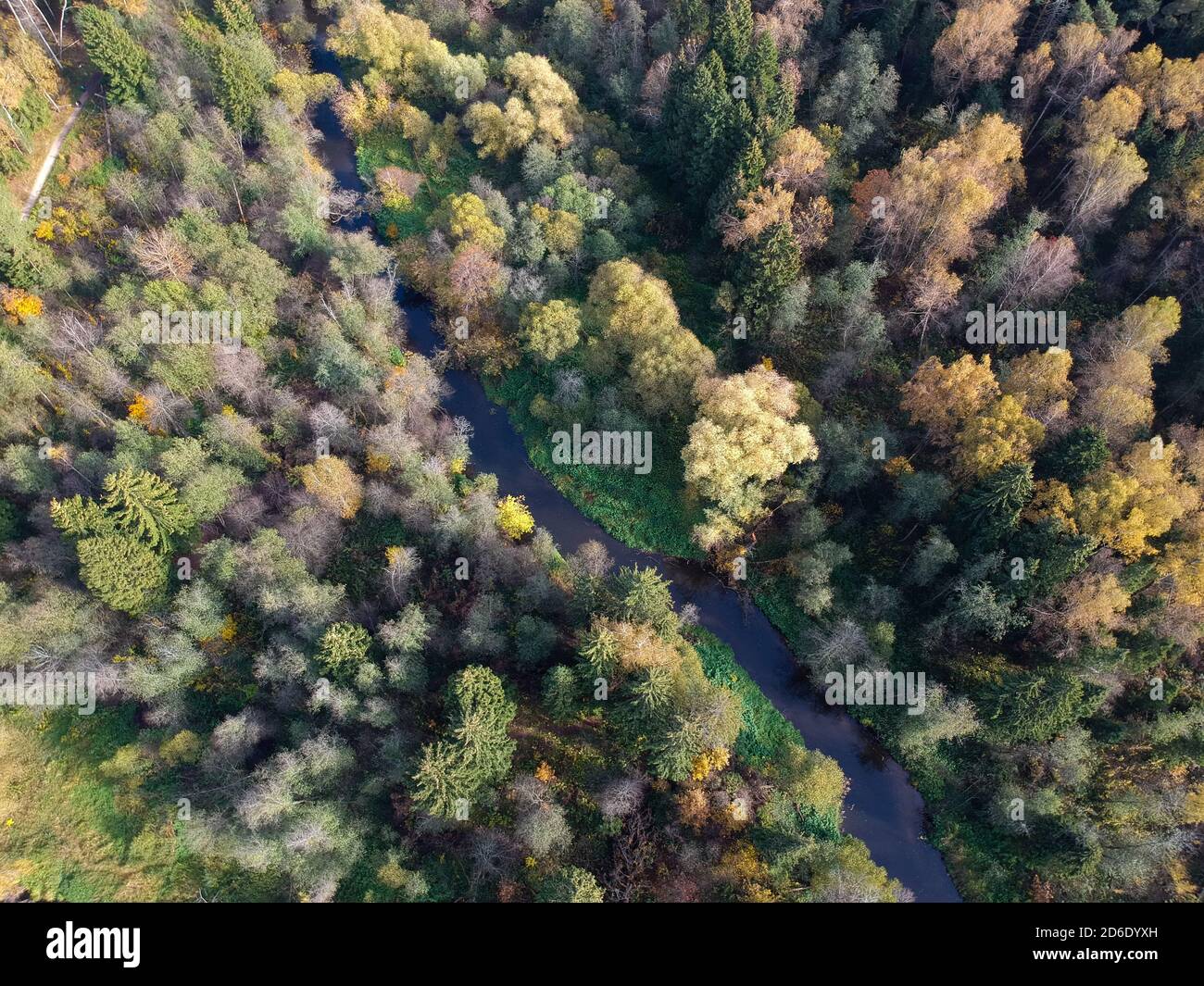 Aerial flying over small bridge hi-res stock photography and images - Alamy
