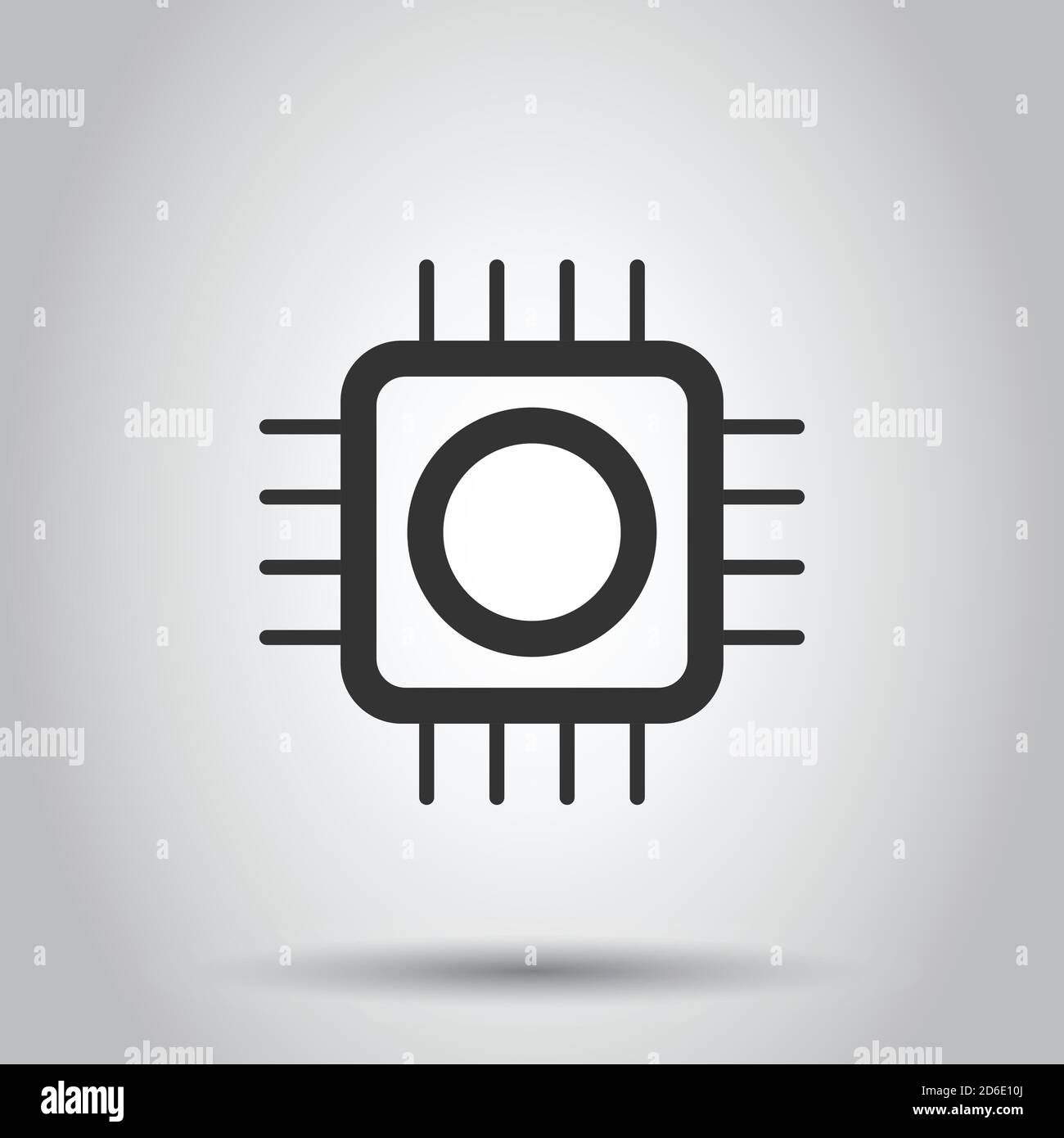 Computer cpu icon in flat style. Circuit board vector illustration on white isolated background. Motherboard chip business concept. Stock Vector