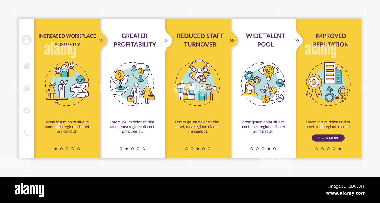Gender diversity policy benefits onboarding vector template Stock Vector