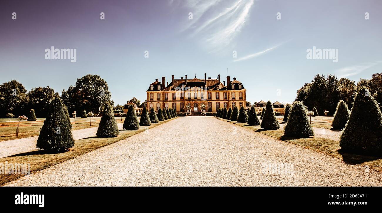 LA MOTTE TILLY, FRANCE, AUGUST 07, 2016 exteriors and gardens of La