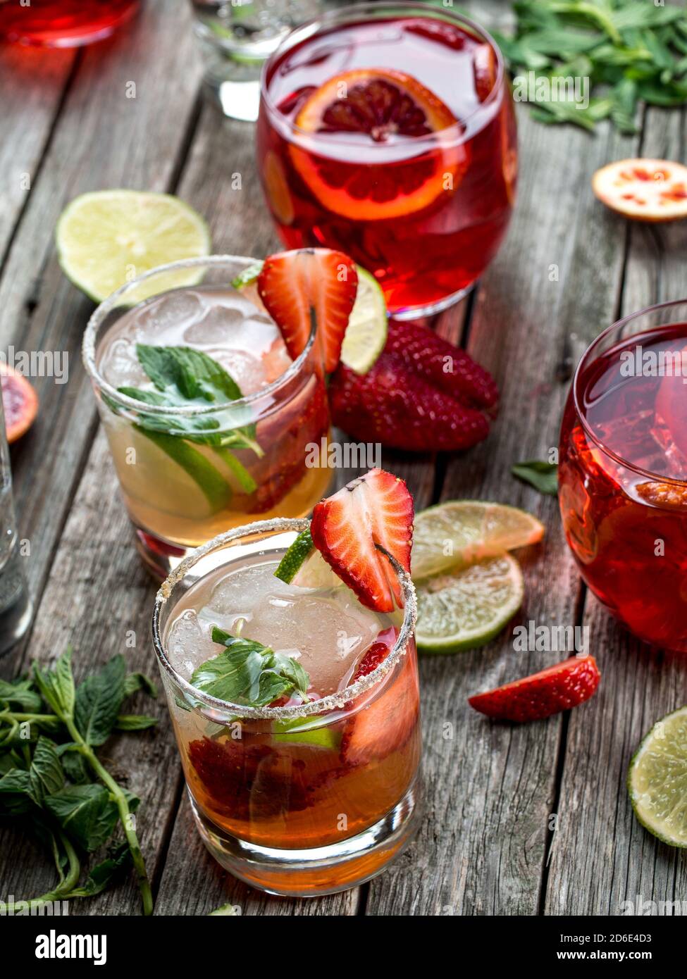 Strawberry blood orange rum punch, strawberry mojito and other
