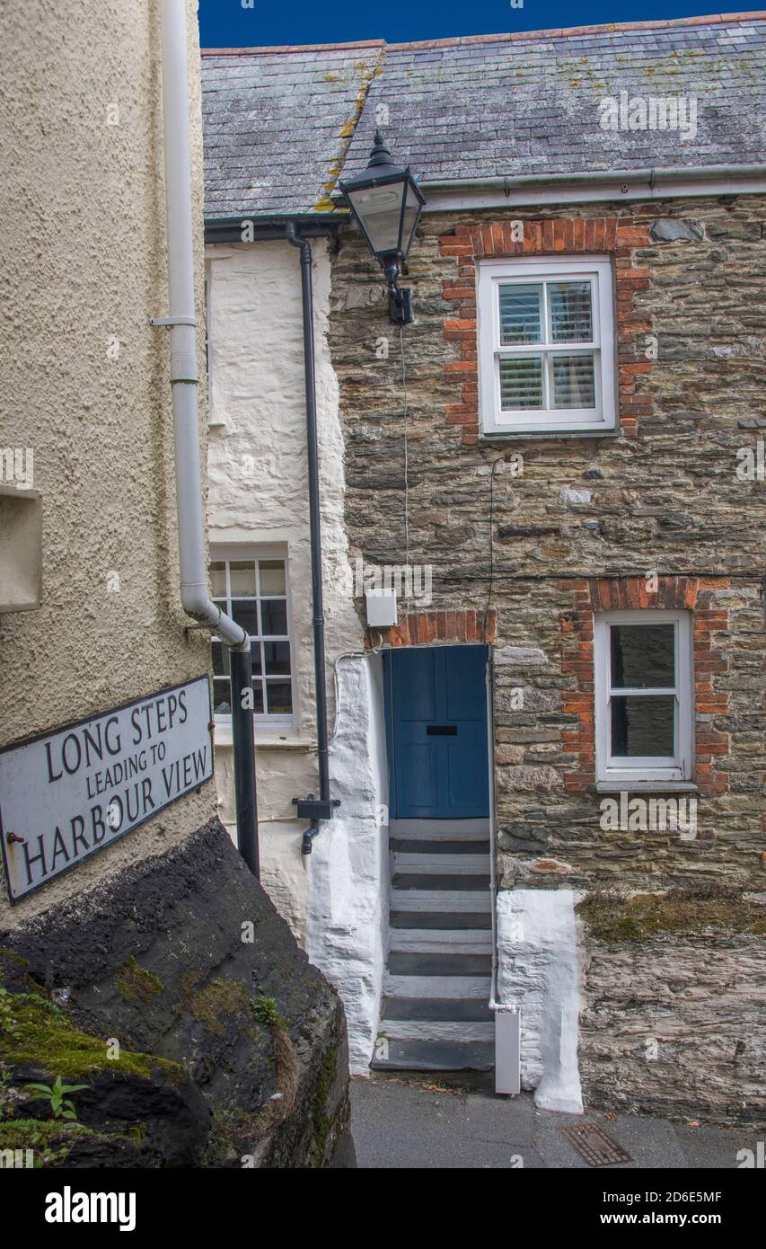 Stone terraced house Fowey Cornwall England Stock Photo Alamy