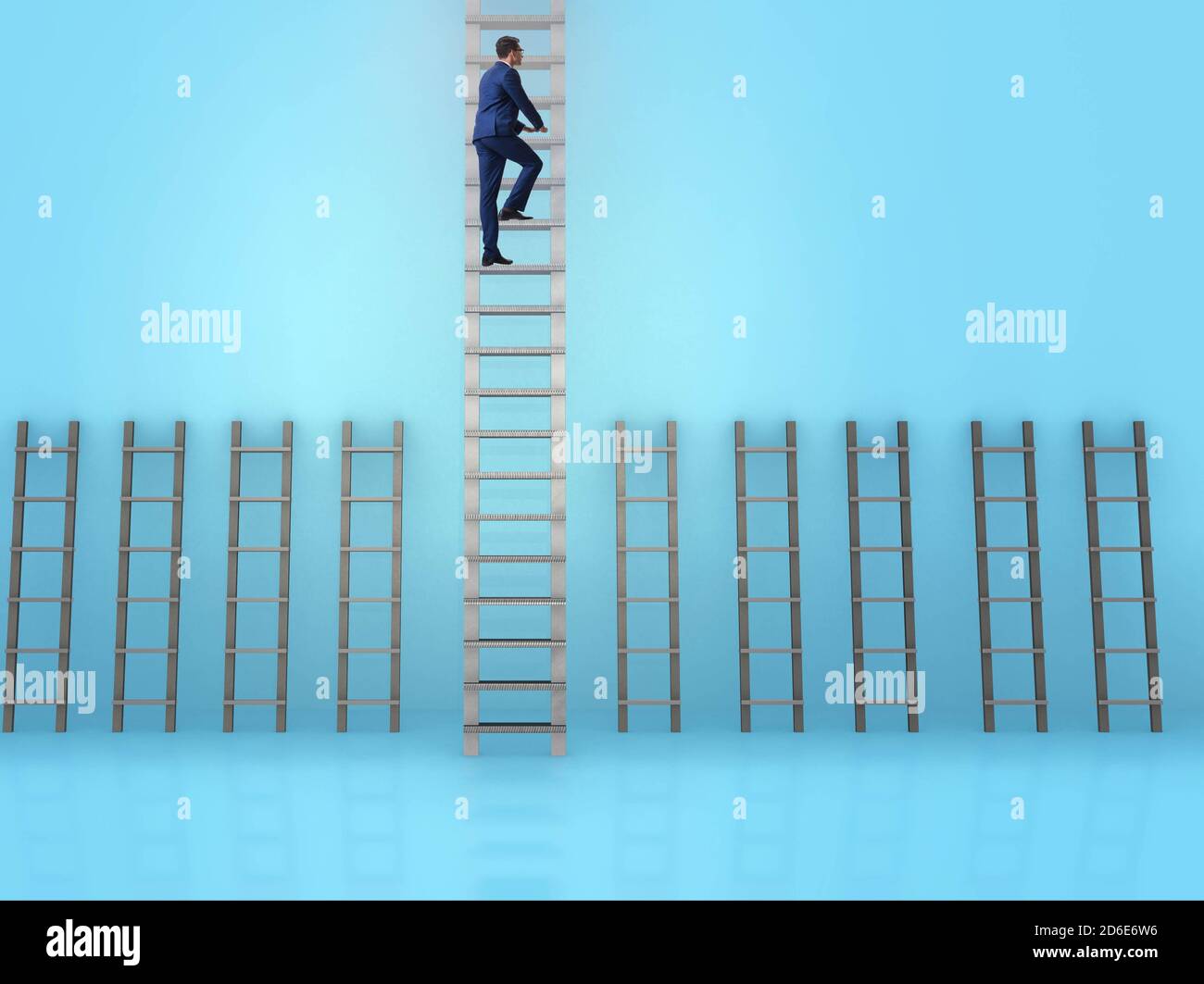 The businessman climbing career ladder in business success concept ...