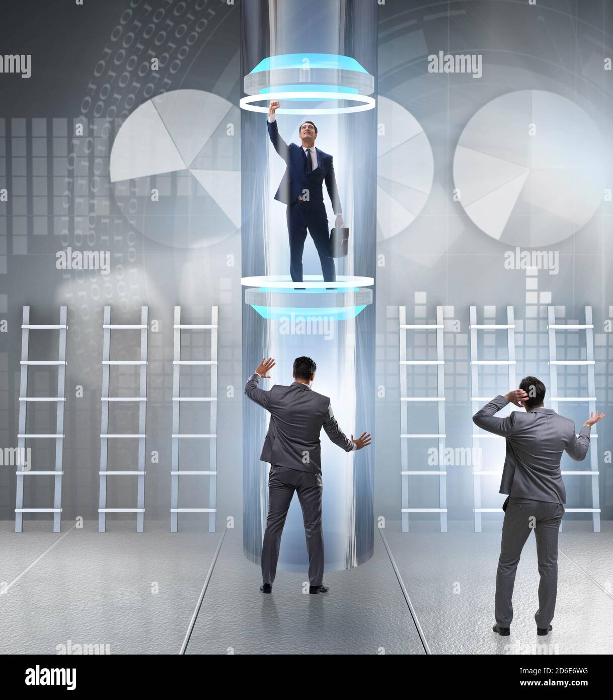 The businessmen in accelerated and fast promotion concept Stock Photo ...