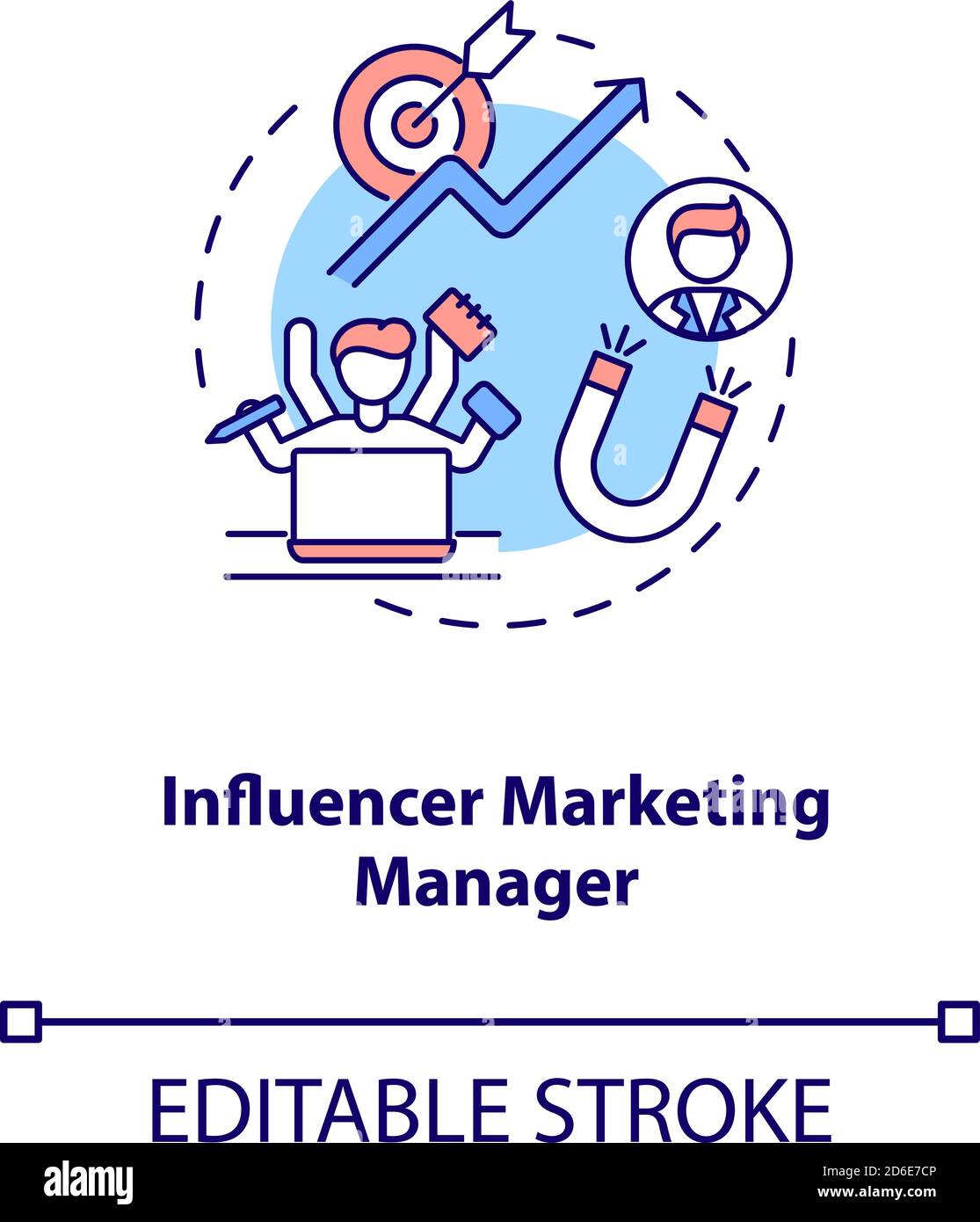 Influencer marketing manager concept icon Stock Vector