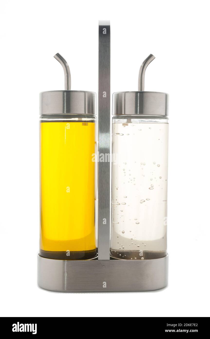 Oil and vinegar table set isolated on white background Stock Photo Alamy