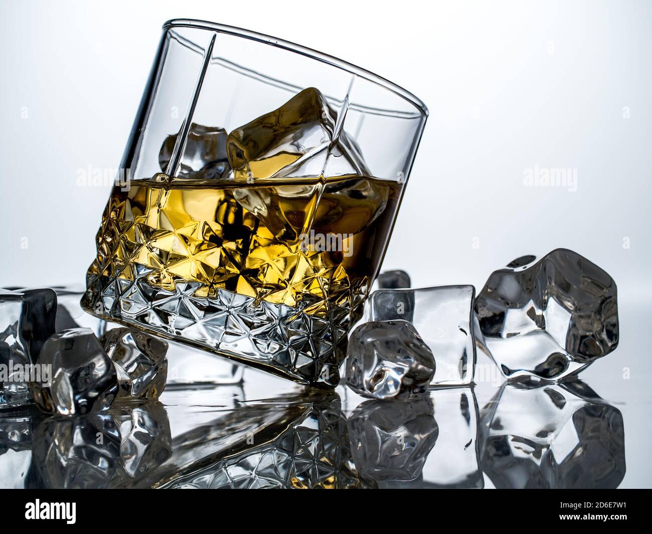 One glass of whiskey on the rocks Stock Photo - Alamy