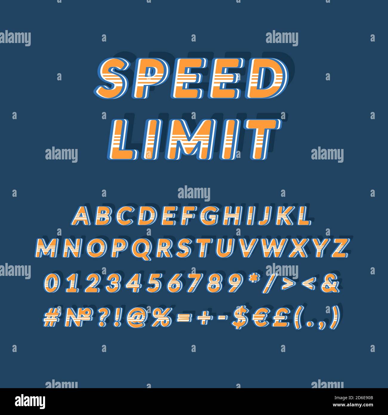 Speed limit header vintage 3d vector alphabet set Stock Vector