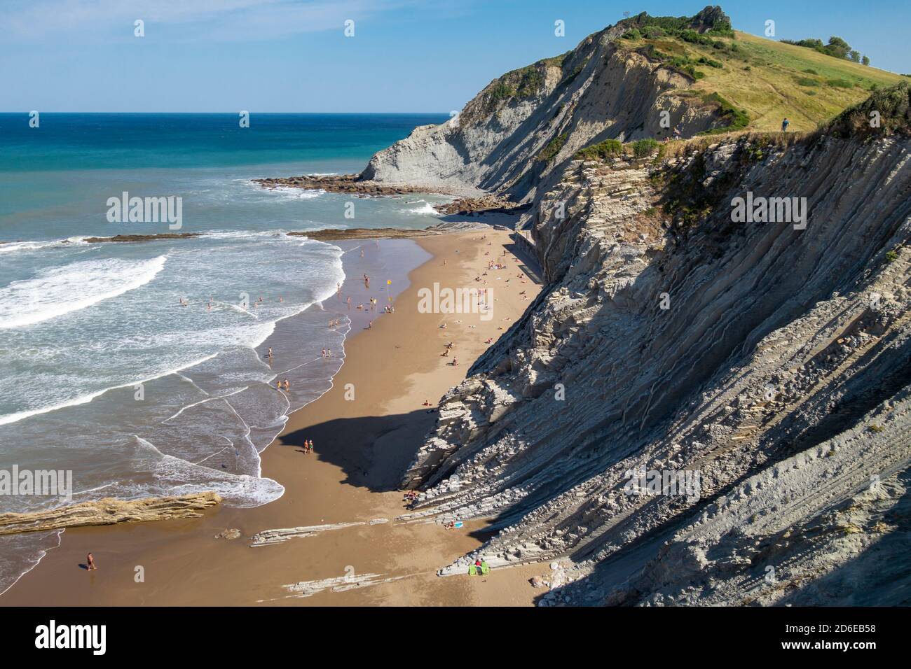 Itzurun beach in Zumaia, flysch geological coast in the Basque country, Spain Stock Photo