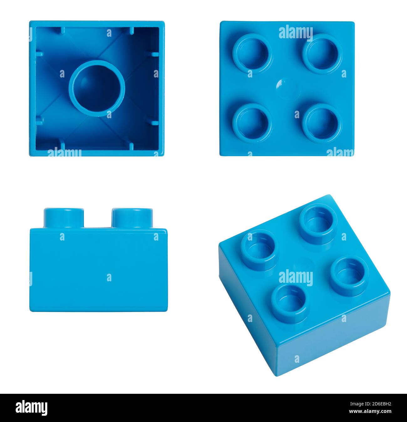 Plastic blue constructor brick different view isolated Stock Photo
