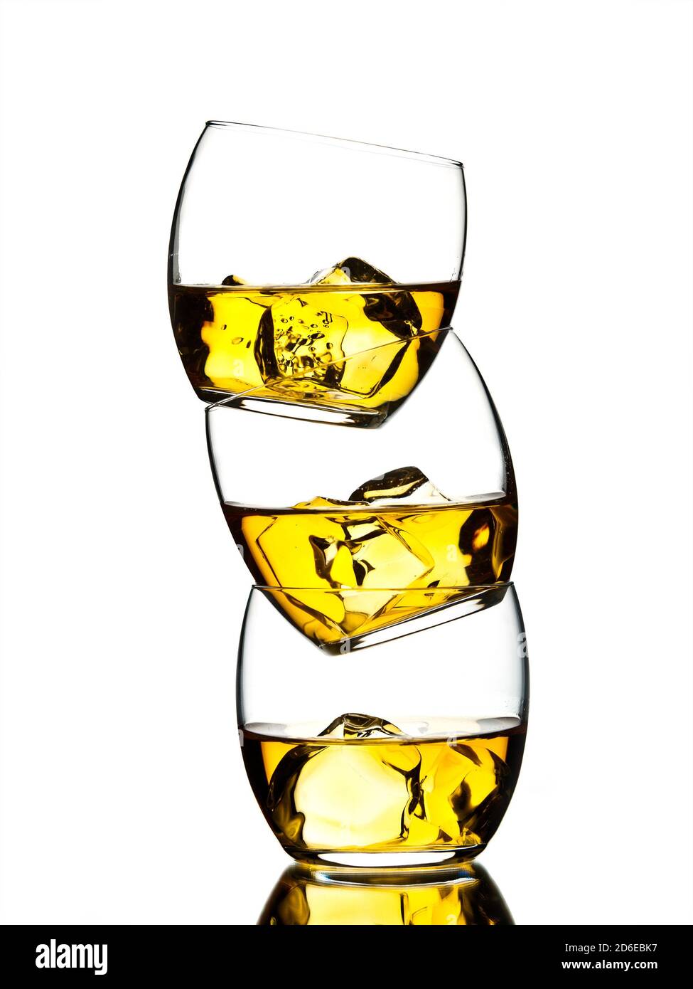 Three glasses of whiskey on white background Stock Photo Alamy