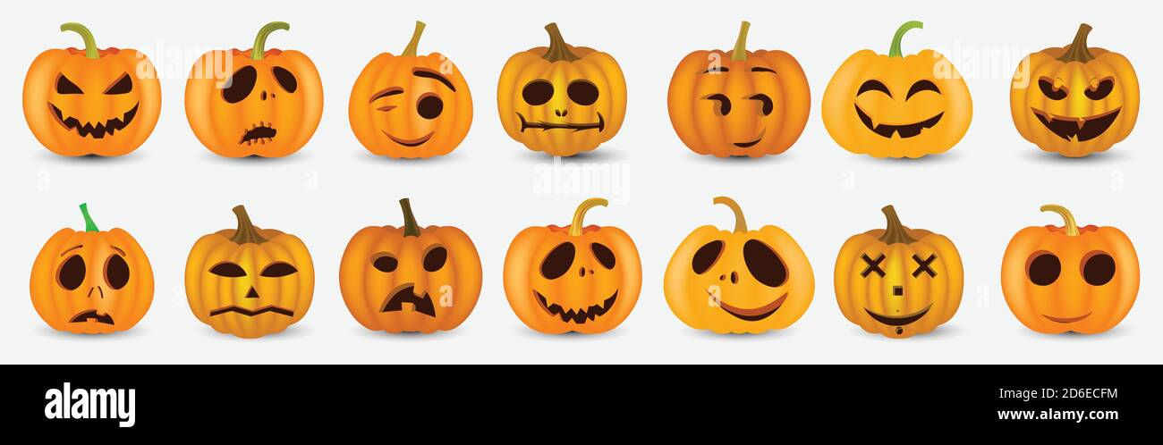 Halloween pumpkin with happy face on white background. Vector cartoon ...