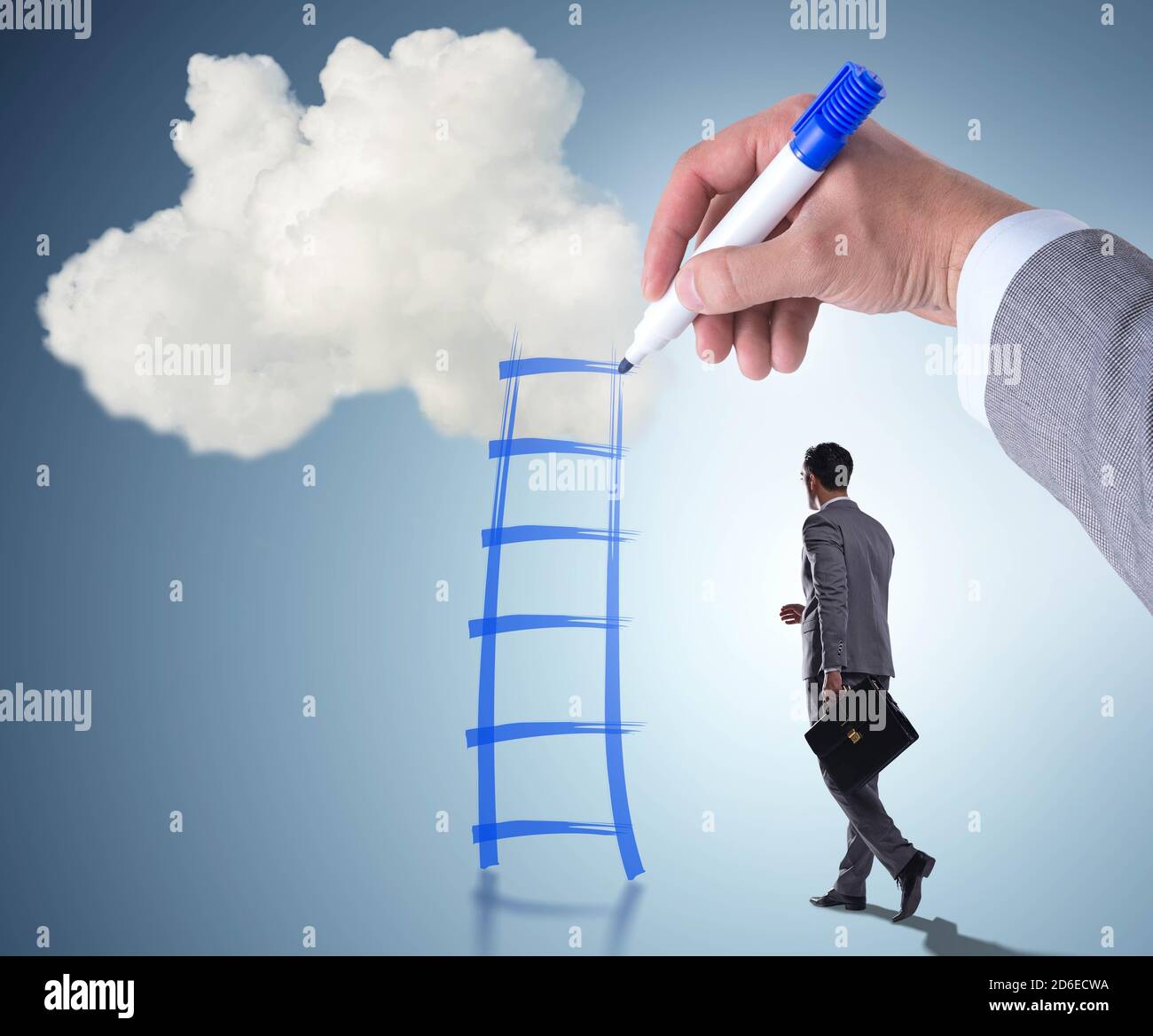 The businessman climbing career ladder in business concept Stock Photo ...