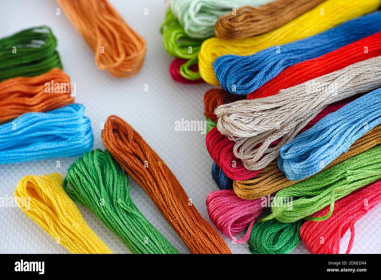 Cross-Stitch Set with printed canvas, needle and floss thread Stock Photo -  Alamy