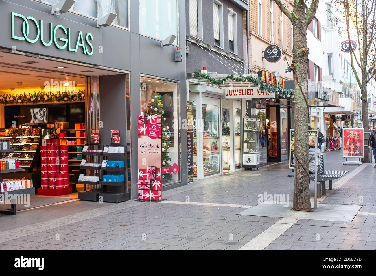facades of stores in the p Stock Photo