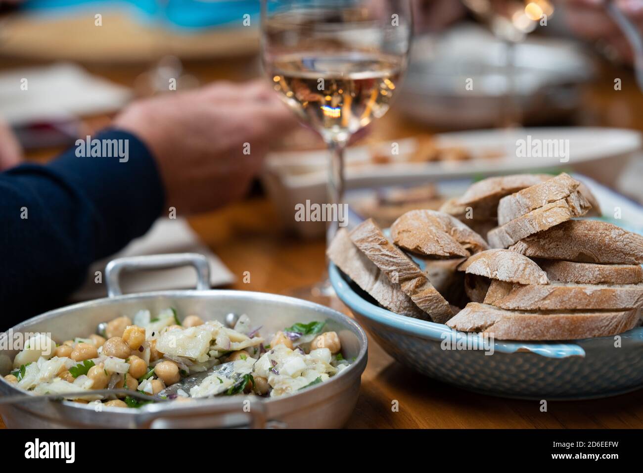 Sharing Portuguese food Stock Photo