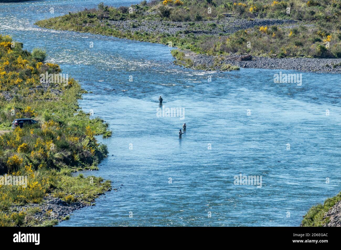 Flyfishing in Tongariro River Stock Photo