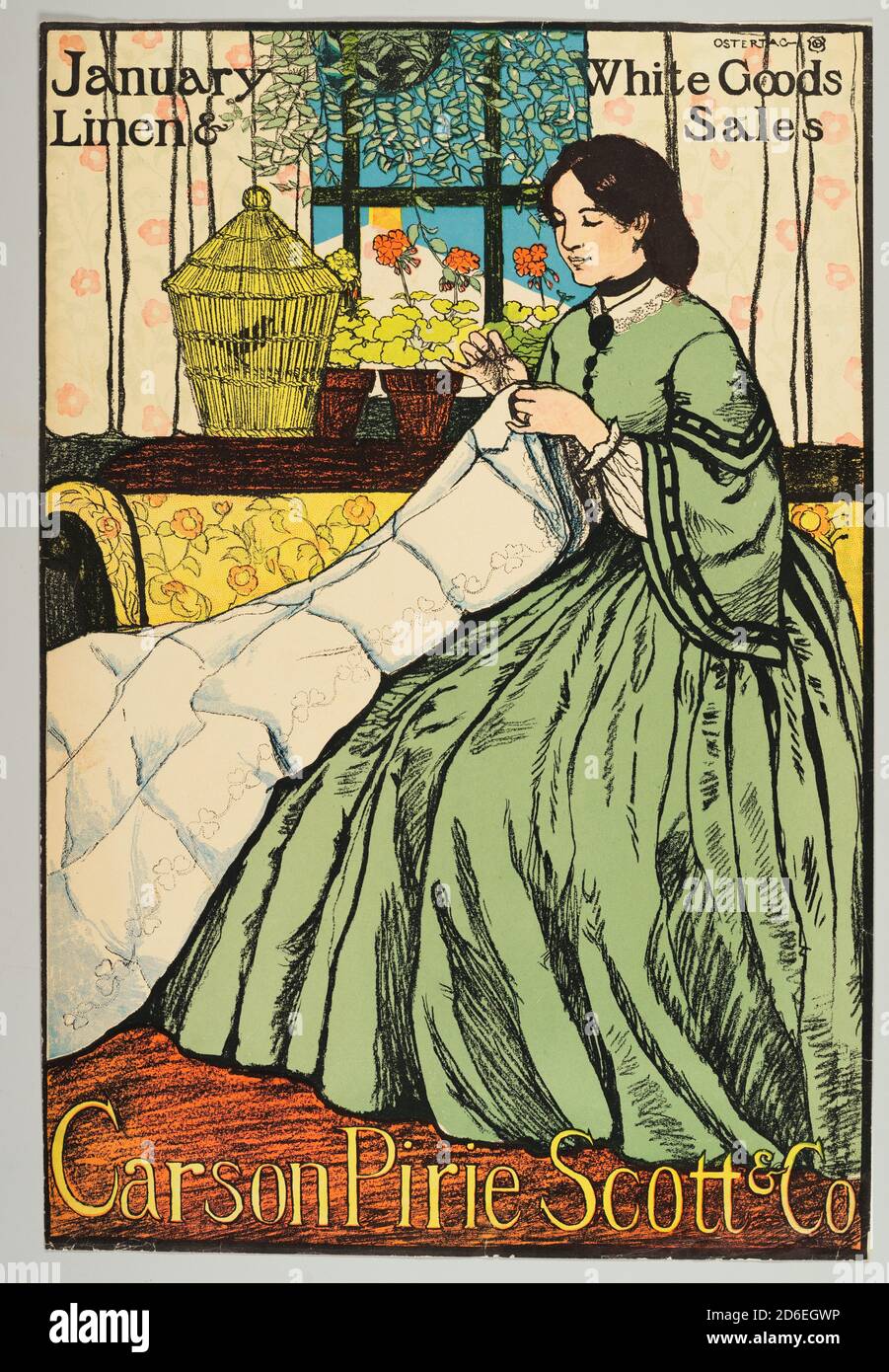 Advertisement for Carson Pirie Scott & Co. January linen and white