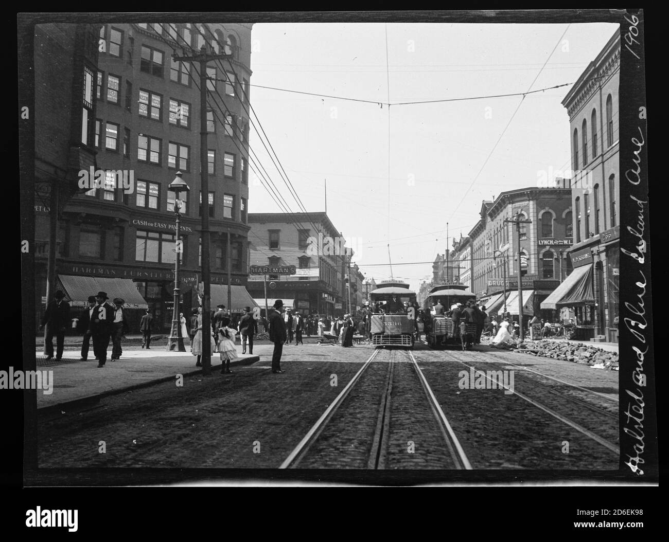 Streetcars at Halsted Street and Blue Island Avenue, Chicago, Illinois