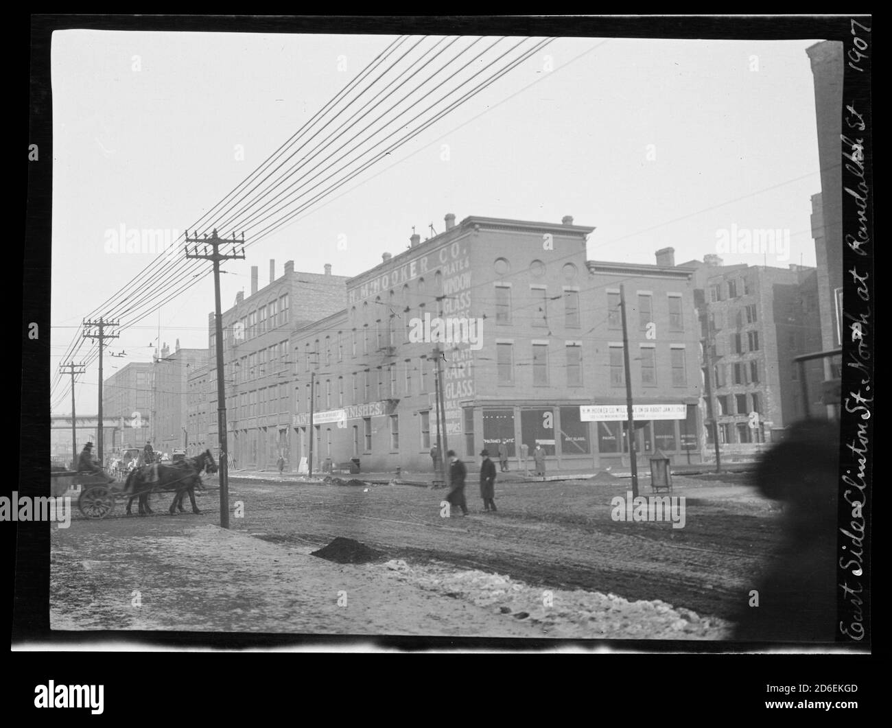Northeast corner of Clinton Street and Randolph Street, Chicago, Illinois, 1907. Stock Photo