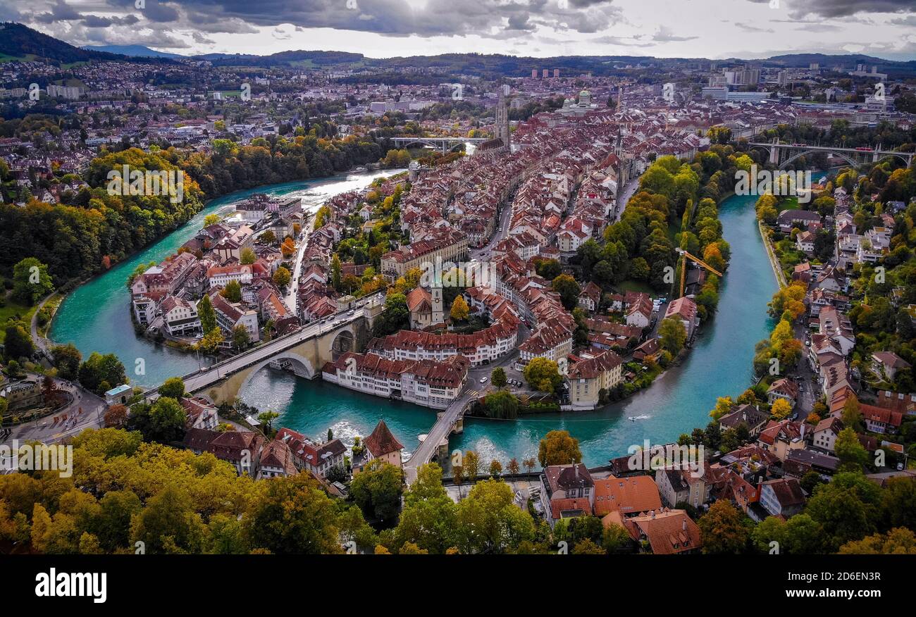 Panoramic view over the city of Bern - the capital city of Switzerland Stock Photo